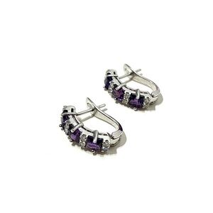 Amethyst Silver Tone Earrings